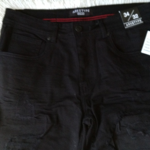 New Archetype black distressed front jeans for men, size 34/32 - Picture 4 of 8